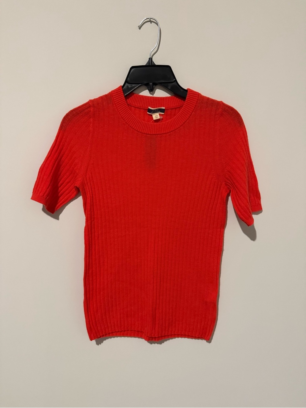 J. Crew Cashmere Vibrant Orange Ribbed Short-Sleeve Knit Top XS